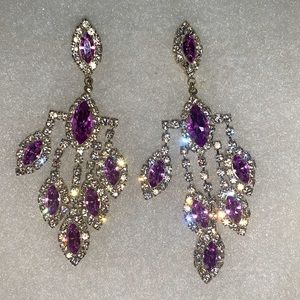 Lilac and silver chandelier earrings